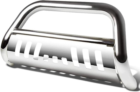 3 inches Chrome Bumper Push Bull Bar+Removable Skid Plate Replacement for Ford Excursion F250-F550 Super Duty 05 06 07