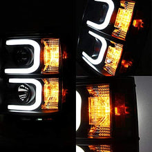 For Chevy Silverado Black Bezel LED Daylight Light Tube Halo Design Projector Headlights Front Lamps