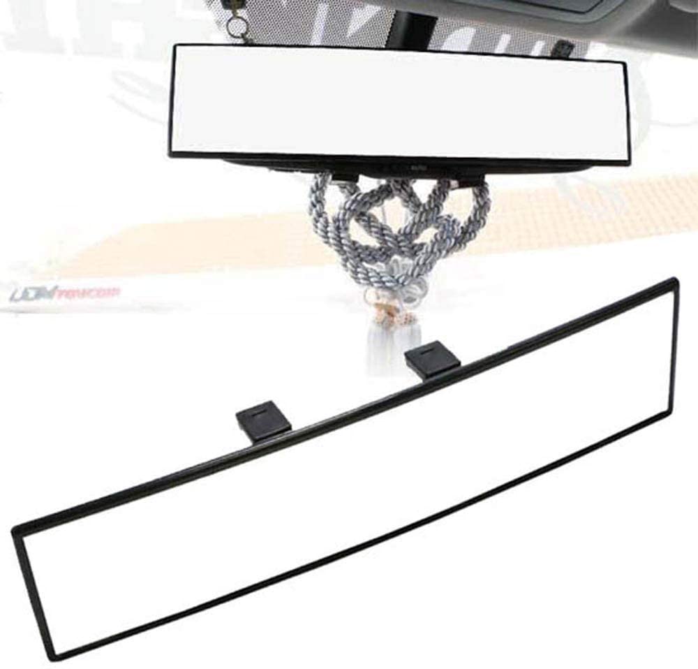 iJDMTOY Universal Fit JDM 300mm 12-Inch Wide Curve Clip On Rear View Mirror Compatible With Car SUV Van Truck, etc