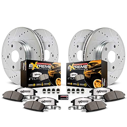 Power Stop K5577-36 Front and Rear Z36 Truck & Tow Brake Kit, Carbon Fiber Ceramic Brake Pads and Drilled/Slotted Brake Rotors