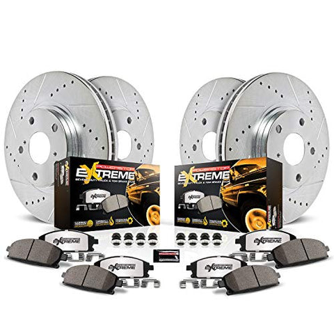 Power Stop K4466-36 Front and Rear Z36 Truck & Tow Brake Kit, Carbon Fiber Ceramic Brake Pads and Drilled/Slotted Brake Rotors