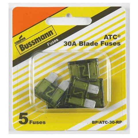 COOPER BUSSMANN BK/ATC-30 FUSE, BLADE, 30A, 32V, FAST ACTING (5 pieces)