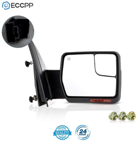 ECCPP Passenger Side View Mirror Replacement fit for 2004-2014 for Ford F-150 Power Heated Chrome Puddle Signal Light