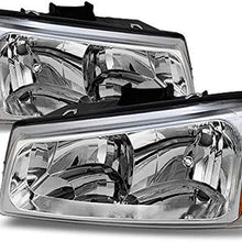 For 2003-2006 Chevy Silverado 1500 /2500HD /3500 Chrome Clear Headlights Front Lamps Direct Replacement Pair Left + Right