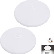 Facon 4-1/2'' LED RV Puck Light Super Slim Under Cabinet Light, 2-Packs Surface Mount Ceiling Dome Light with Push Switch, 12V DC Interior Light for RV Camper Trailer Motorhome, 4000K Cool White Light