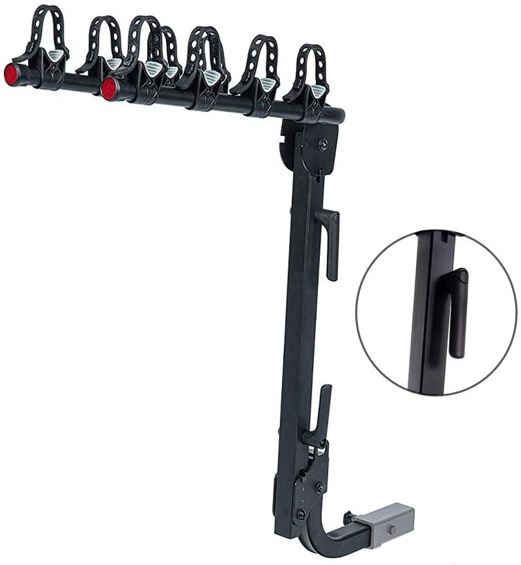 KAC S4 2” Hitch Mounted Rack 4-Bike Premium Carrier with Quick Release Handle, Double Folding, Smart Tilting Design – RV Use Prohibited