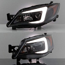 For 2008-2014 Subaru Impreza WRX STI [HID Type] LED DRL Tube Black Bazel Projector Headlights LH+RH Pair