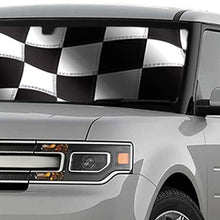 Intro-Tech NS-89-RF B&W Custom Fit Racing Flag Windshield Sunshade for Select Nissan Rogue Models