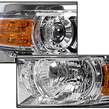 ZMAUTOPARTS For 2014-2015 Chevy Silverado 1500 Chrome Projector Headlights Headlamps Lamps with 6" White LED DRL Lights