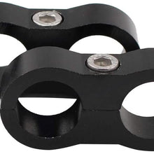 2 Pack Black AN10 10AN Billet Aluminum Nylon/Steel Braided Pipe Tube Dual Oil Fuel Water Line Hose Separator Clamp Tooling Mount