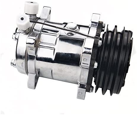 ACTECmax Universal A/C Compressor with Black 2PK Clutch SD 508 5H14 R134A Chrome Compressor