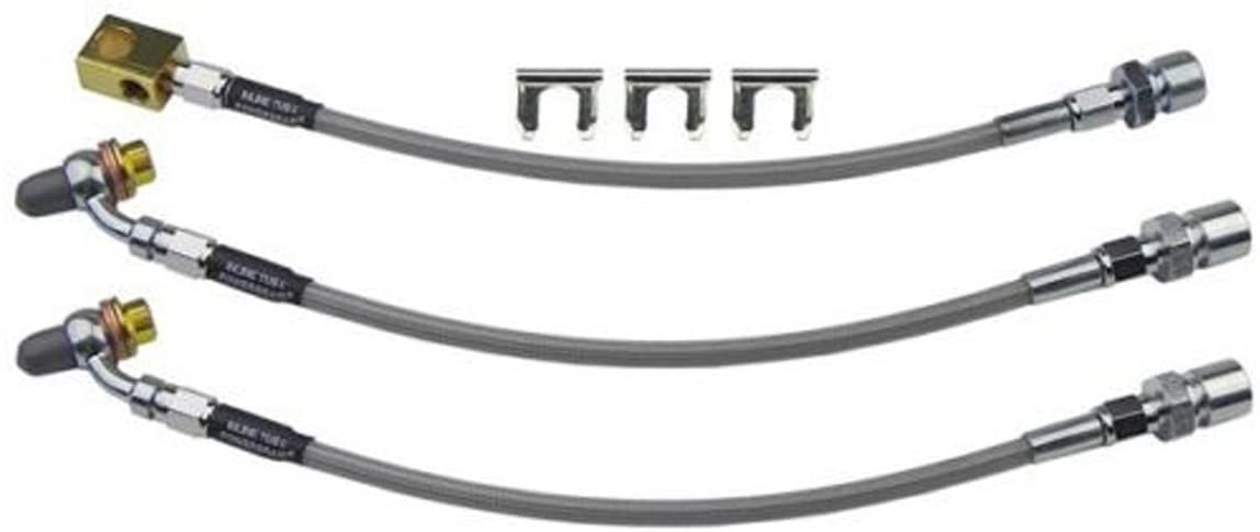 (D-6-11) Inline Tube Stainless Flex Hoses For Front Disc Rear Drum Brakes Compatible with 1979-88 GM G Body and A Body