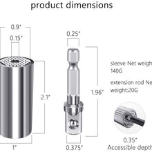 Universal Socket Wrench Set, Magical Grip Socket Set Fits Standard 1/4'' - 3/4'' Metric 7mm-19mm, with Multi-Function Ratchet Wrench Power Drill Adapter Unisex Best Gift for Father's Day