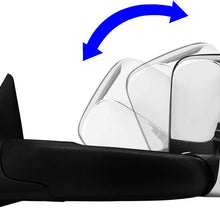 Replacement for Ram 1500/2500/3500 Heated Power Smoked Signal Folding Chrome Towing Side+Circle Blind Spot Mirror