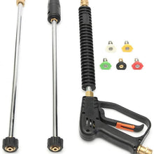 ADPTT Gas Pressure Washer Kit 3000PSI High Pressure Water Spray Gun Lance Washer+Nozzle Tips+50cm Wand (Color : Black, Size : 52cm)