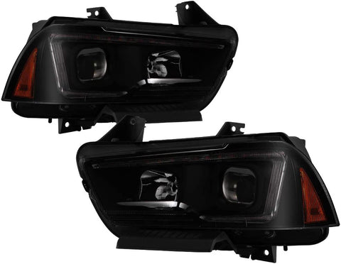 Xtune Projector Headlights for Dodge Charger 11-14 [Halogen Model Only] Switchback Turn Signals (Black Smoke)