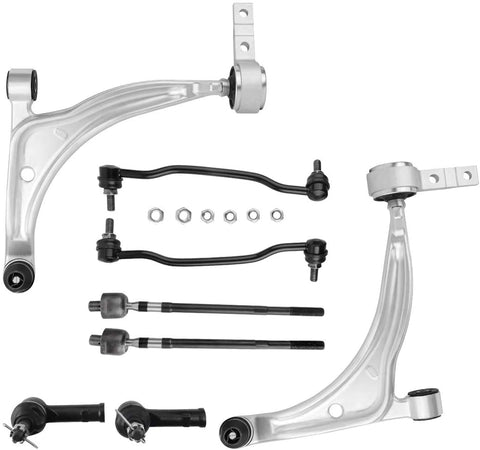 AUTOSAVER88 - Front Lower Control Arm Kit Compatible with Nissan Altima 2002-2006, Nissan Maxima 2004-2008 -w/Ball Joints, Tie rods, Sway Bar Links