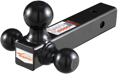 Towever 84172 Trailer Hitch Tri Ball Mount, Class 3/4 2 inches Tow Hitch, Black Powder Coated, Hollow Shank