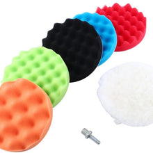Terisass 7 Pcs/Set Car Cleaning Pads Auto Polisher Buffer Pads Kit 6 Inch Foam and Woolen Polishing Pad Universal Round Shape Polishing Buffing Waxing Pad Kit with M14 Drill Adapter