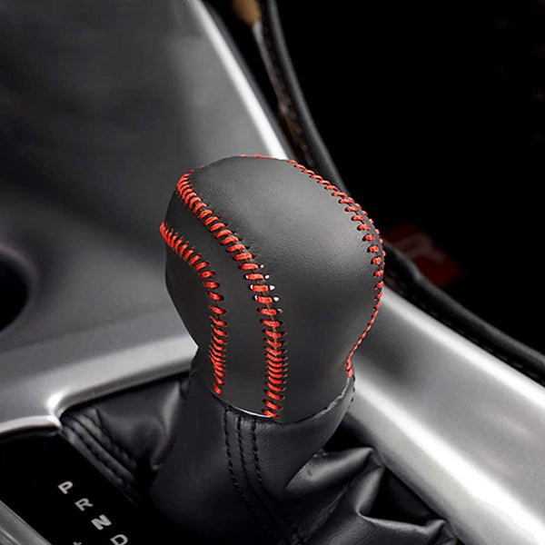 Car Genuine Leather Gear Shift Cover Carbon Fiber Pattern Gear Shift Knob Cover for Toyota C-HR 2018 2019