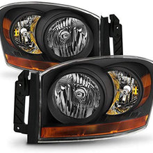 For 06-08 Ram 1500 06-09 Ram 2500 3500 Pickup Truck Black Headlights Front Lamps Direct Replacement