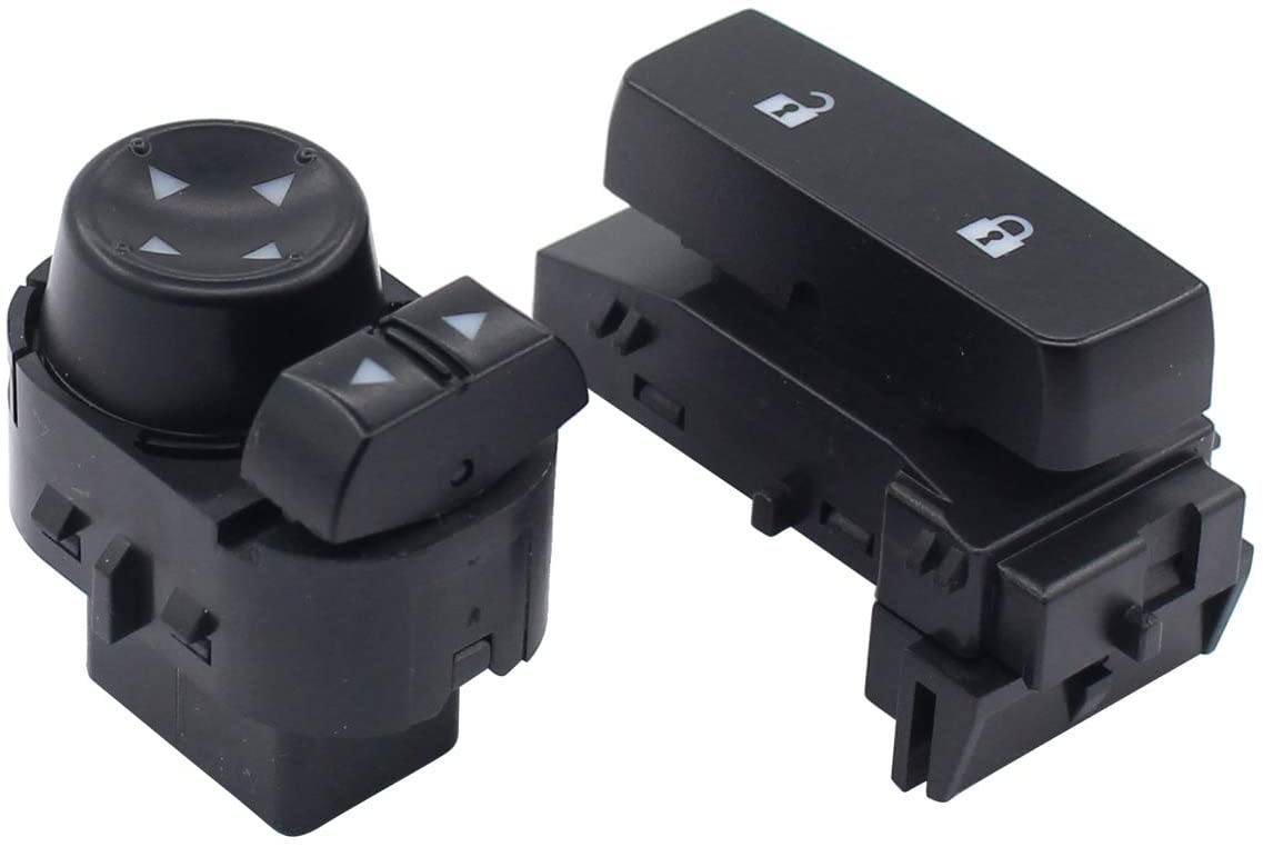 NewYall Set of 2 Front Left Driver Side Mirror and Door Lock Switch