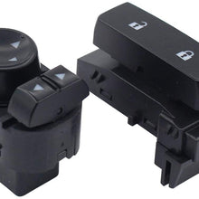 NewYall Set of 2 Front Left Driver Side Mirror and Door Lock Switch