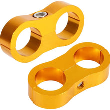 Universal Oil Hose Clamp,Double Hole Tubing Clamp,AN10 Aluminum Alloy Oil Fuel Hose Braided Hose Separator Divider Clamp Car Modification(Golden)