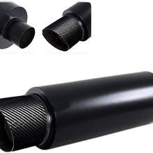 S SIZVER Weld-On Muffler Series 4" N1 Carbon Fiber Slant Tip Black Weld-On Exhaust Muffler 3" Inlet Universal 1