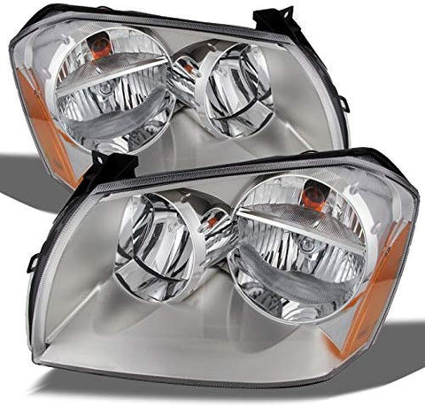 For Dodge Magnum OE Replacement Chrome Bezel Headlights Driver/Passenger Head Lamps Pair New