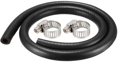 uxcell Fuel Line Hose 10mm I.D. 0.9M/3Ft Rubber Diesel Petrol Hose Engine Pipe Tubing with 2 Clamps