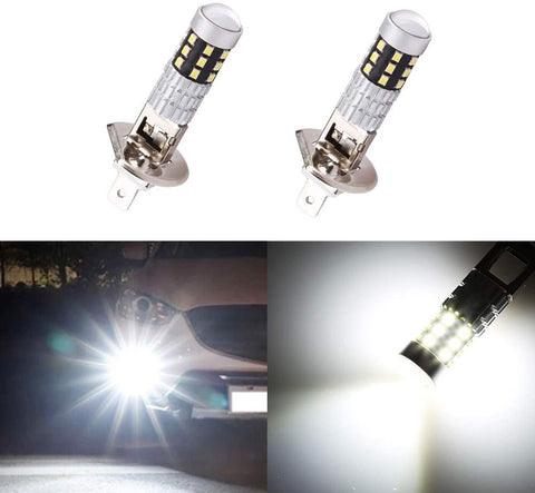 Morefulls 2019 New Design 1600 Lumens 360° Beam Angle H1 LED Fog Lights Bulbs Lamp 6000k White With Projector,Extremely Bright DRL LED Bulb, Lifetime Support(Set of 2)