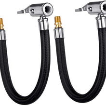 LUMITECO 2 PCS Locking Air Chuck with Air Hose and Standard Tire Valve Fine Thread, Air Inflator Hose Adapter for Twist On Convert to Lock On Connection
