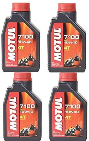 Motul Four Pack 7100 100% Synthetic 4-Stroke Motor Oil 10W-40 1 Liter Bottles