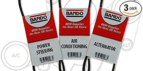 BANDO 3 Piece Serpentine Drive Belt Set Replacement for 2006-2011 Hyundai Accentalternator/water pump - air conditioner- power steering 3250 4PK815 4PK845