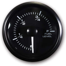 MOTOR METER RACING Electronic Fuel Level Gauge 2" LED Backlit White Amber Waterproof Pin-Style Install (Black Dial Black Bezel)
