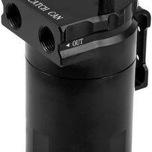 Oil Catch Tank, Universal Aluminum Car Engine Oil Reservoir Catch Can Breather Tank Kit(Black)