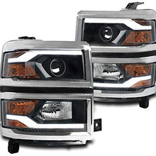 ZMAUTOPARTS For Chevy Silverado 1500 LED Tube Projector Headlights Black