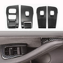 Customized for Tesla Model 3 Model Y Carbon Fiber Inner Window Switch Bring ABS Cover Trim Panel Door Decal Open Button Holder (14 Pieces - Black)