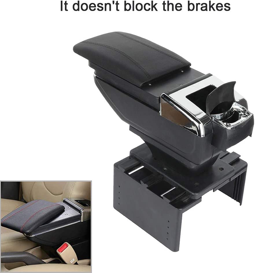 LUJUNTEC Armrest Center Console fits for Audi Cadillac Chevy Lid Armrest Pad Black