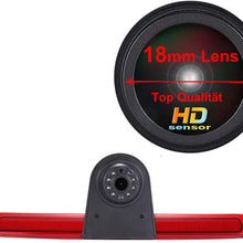 HD IP68 Third Roof Top Mount Brake Lamp Reverse Rear View Backup Camera Angle and Distance Adjustable IR Night Vision for Benz Sprinter W906/Transit Ducato Crafter Master +4.3'' Rearview Mirror