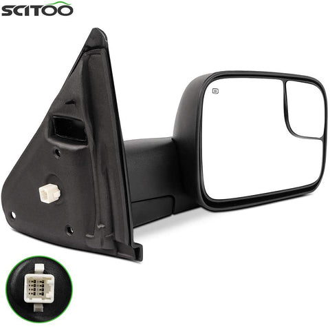 SCITOO Compatible fit for Dodge Towing Mirror Passenger Side Rear View Mirror 2002-2008 for Dodge for Ram 1500 2500 3500 Power Control Heated Manual Telescoping Manual Folding Feature