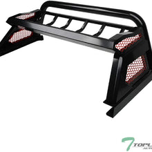 Topline Autopart Cargo Basket Carrier Rack Style Truck Bed Chase Rack Roll Bar With Red Honeycomb Mesh Cage For 07-13 Chevy Silverado/GMC Sierra 1500/07-14 2500/3500 (Matte Black)