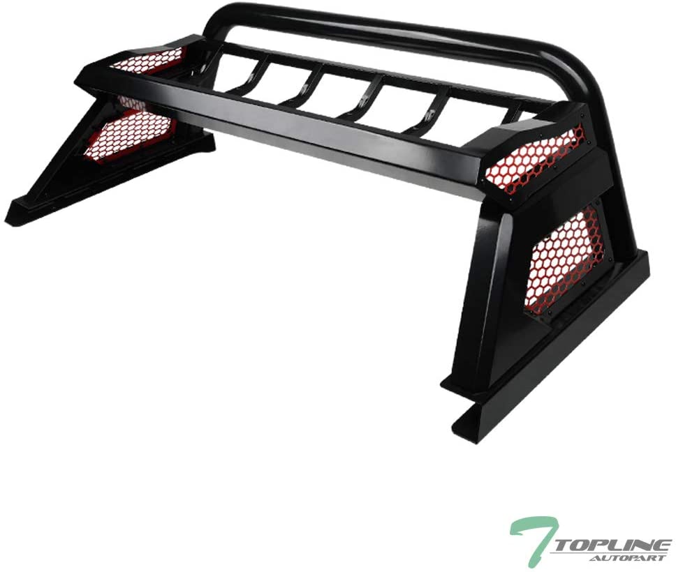 TLAPS 7422440160183 For 2019-2021 Dodge Ram 1500/2500 / 3500 Matte Black Cargo Basket Rack Style Chase Rack with Red Honeycomb Mesh Cage