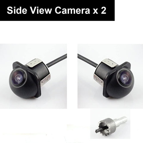 Pair Car Auto 20mm Hole Drilling Side View Camera Side Mirror Mount Reverse Mirrored Image with No Parking Assistance Lines Cam Safe Turning No Blind Spot for Car Monitor Stereo RCA - Pack of 2