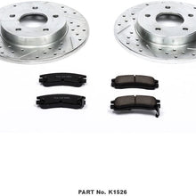 Power Stop K1526 Rear Brake Kit with Drilled/Slotted Brake Rotors and Z23 Evolution Ceramic Brake Pads,Silver Zinc Plated
