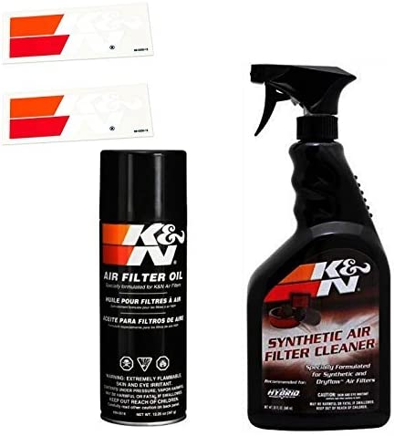 K&N Air Filter Large Size Service Kit Cleaner and Red Oil Plus 2 K&N Stickers Included