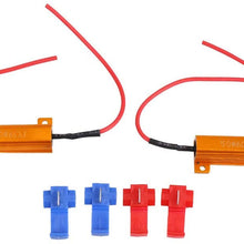 uxcell 2pcs Car LED Headlight Anti Flicker Resistor Canceller Decoder 50W DC 12V 6R