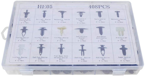 OCPTY 408 Pcs Nylon Bumper Fasteners Fender Rivet Clips Push Type Car Retainer Kit - Fit for GM Ford