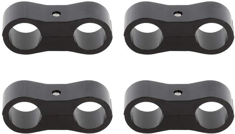 cciyu 6AN 4PCS Hose Separator Clamps - Fuel line mounting Clamps Aluminum Hose Adapter fit for3/8 Fuel Hose Brake line Oil line Water Pipe and Gas line 4pcs/Pack Black